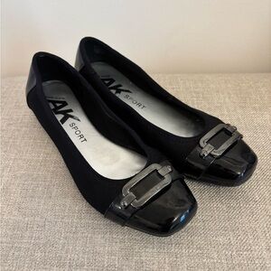 Anne Klein Sport Square Toe Slip On Shoes Metal Buckle Women’s 8 Black